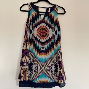 Aztec print mini dress